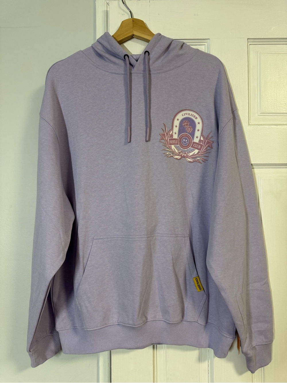 Civilized Graphic Hoodie Purple Size L Hustle Club Streetwear Pullover NWT